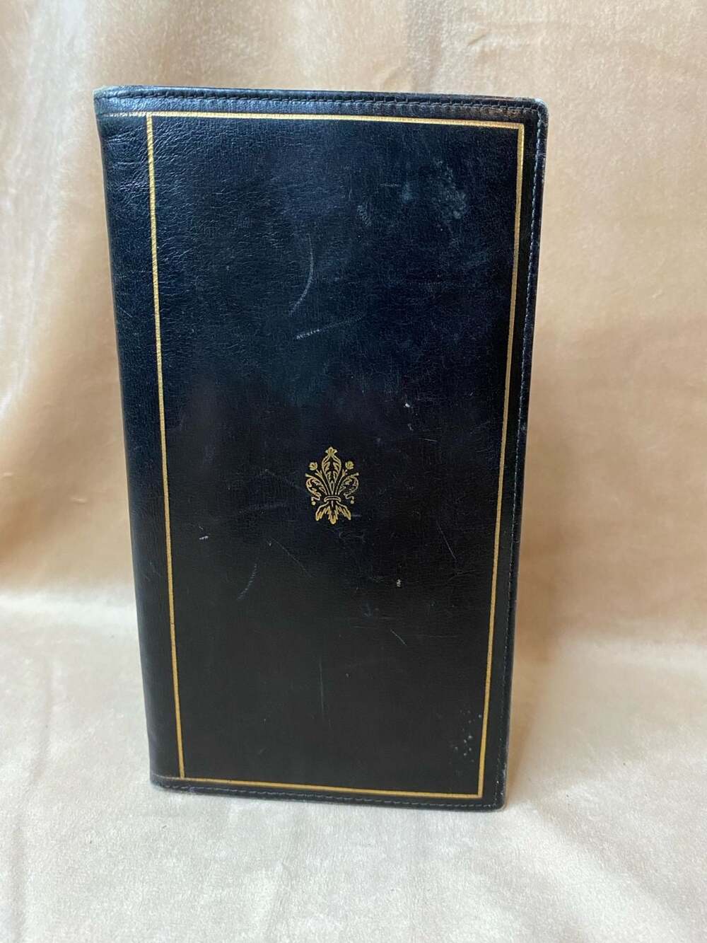 Vintage Scuola del Cuoio Florence Leather Wallet with Gold Fleur-de-lis